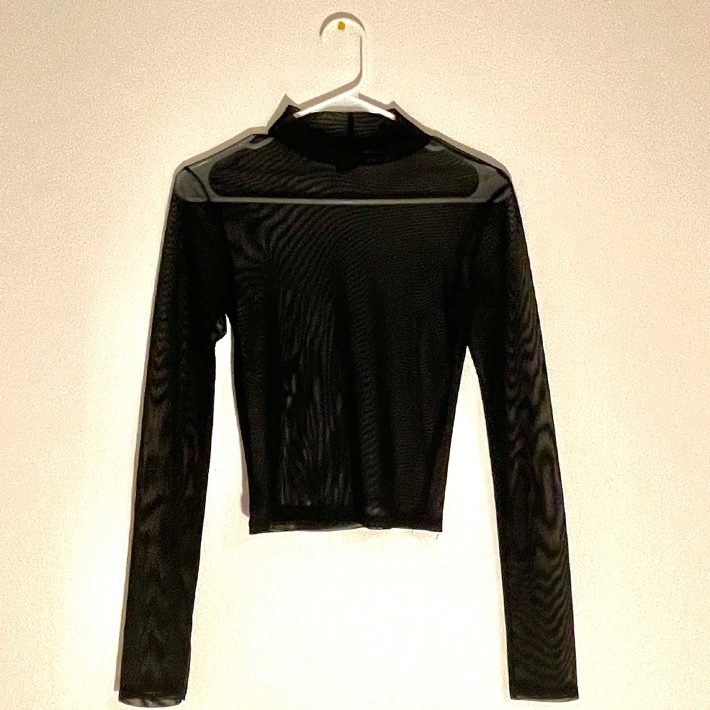 Urban Outfitters Long Sleeved Black Mesh Top